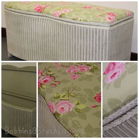 Lloyd Loom Ottoman Restyled Using Annie Sloan Paint And Upholstered In