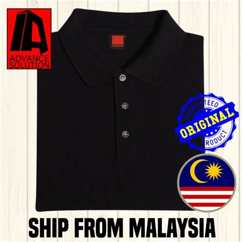 Black Polo Collar T Shirt Plain Unisex Hc01 Oren Sport Baju Hitam Kolar Oren Sport Menwomen