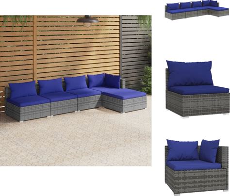 Vidaxl Loungeset Donkergrijs Pe Rattan Modulair Design Tuinset