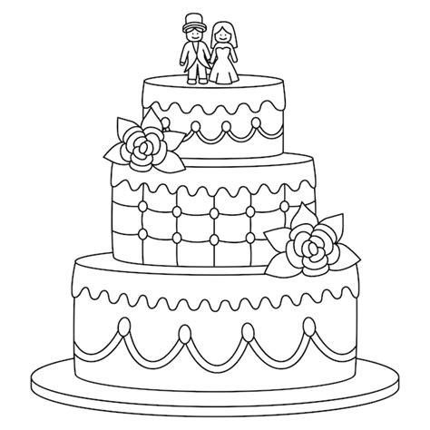 Coloriage De G Teau De Mariage Isol Pour Les Enfants Vecteur Premium