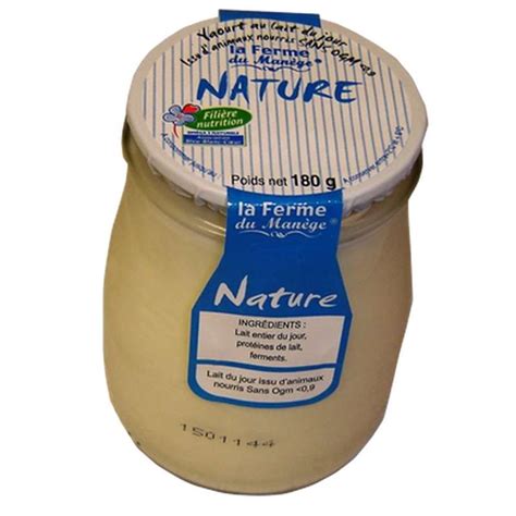 Yaourt entier brassé au lait du jour nature La Ferme du Manège 180 g