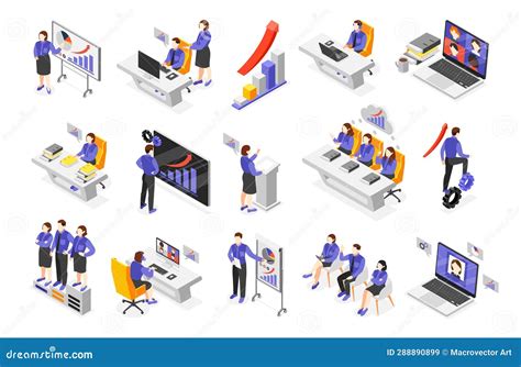 Business Training Isometric Set Stock Vector Illustration Of