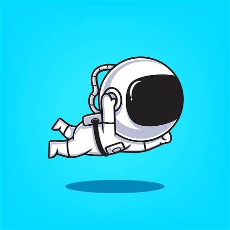 Dibujado A Mano Lindo Astronauta Volando Icono De Dibujos Animados