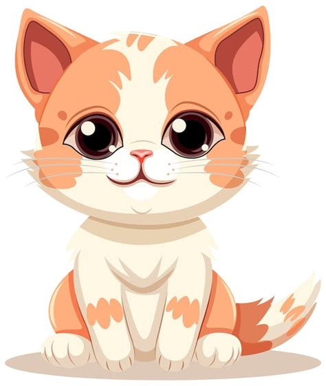 Personaje De Dibujos Animados De Gatito De Ojos Dulces Vector Gratis