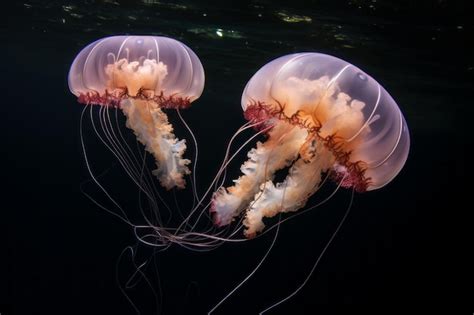 Jellyfish Ballet Under Water Sea Animal Photography Premium Ai