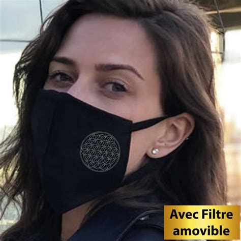 Masque avec filtre amovible inclus et Fleur de Vie Brodée