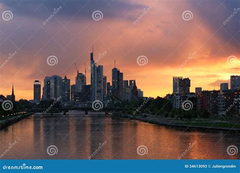 Frankfurt Skyline in Germany Stock Image - Image of river, financial ...