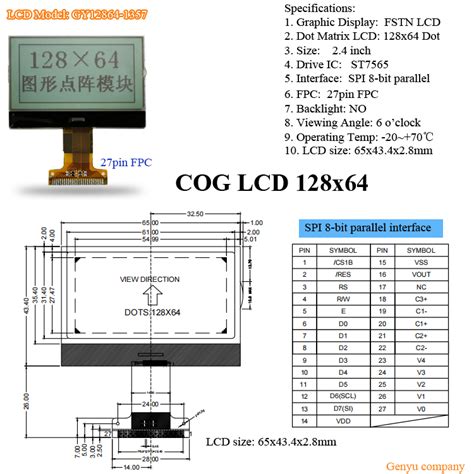 In Stock X Lcd Fstn Cog Lcd Factory I C Spi St Pin Screen