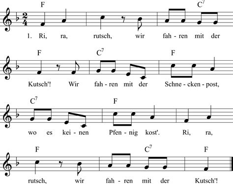 Ri Ra Rutsch Noten Liedtext MIDI Akkorde