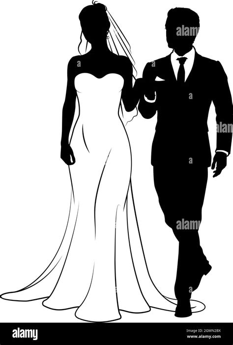 Siluetas De Vestido De Boda Para Parejas De Novios Y Novios Imagen