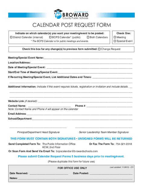 Fillable Online Bcps Calendar Request Form Ai Fax Email Print