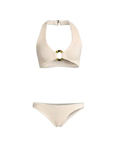 Hunza G Synthetic Two Piece Coco Bikini Set In Blush White Lyst