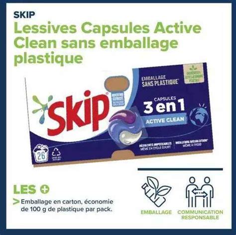 Promo Lessives Capsules Active Clean Sans Emballage Plastique Skip Chez