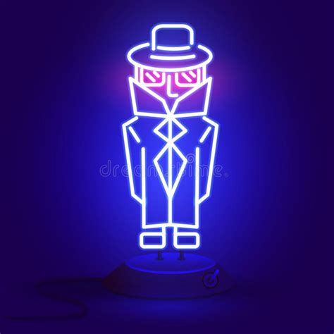 Neon Spy in a Cloak and Glasses in the Dark Stock Vector - Illustration ...
