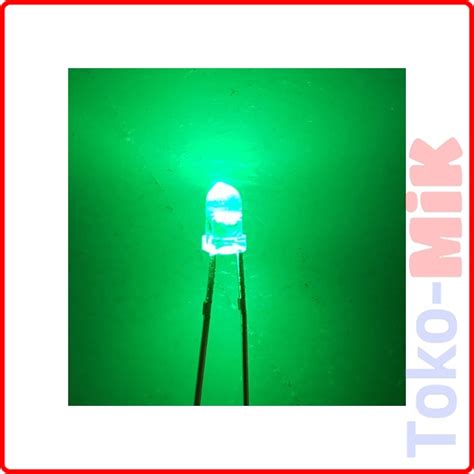 Jual LED 3MM 3 MM BENING CLEAR TRANSPARAN NYALA WARNA HIJAU GREEN