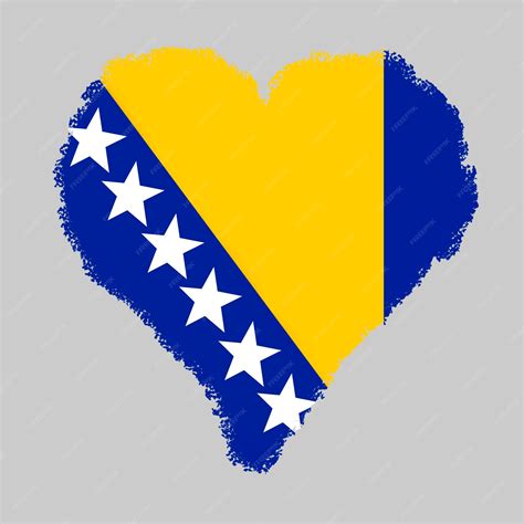 Premium Photo Bosnia And Herzegovina Colorful Flag In Heart Shape With Brush Stroke Style