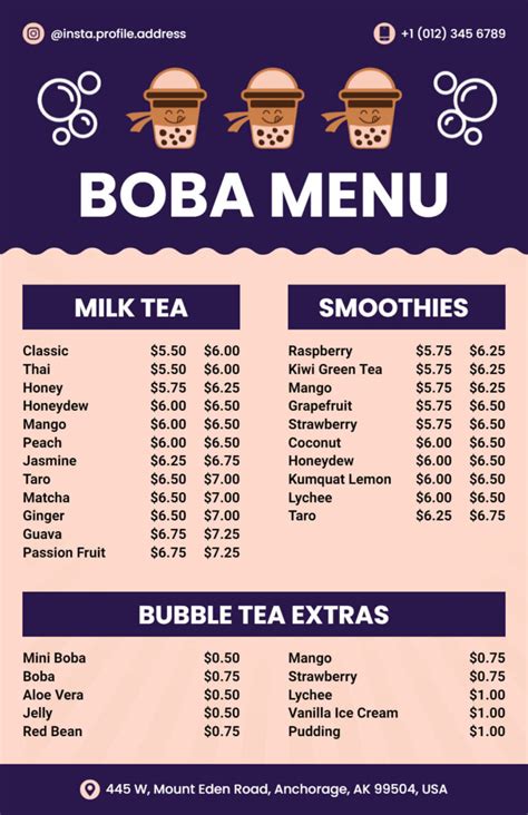 Free Customizable Boba Menu Templates