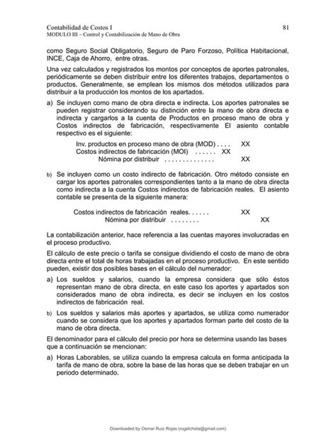 Control Y Contabilizacion De La Mano De Obra Pdf