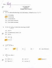 Bc Pe Key Pdf Name R Ap Calculus Bc Semester Multiple Choice