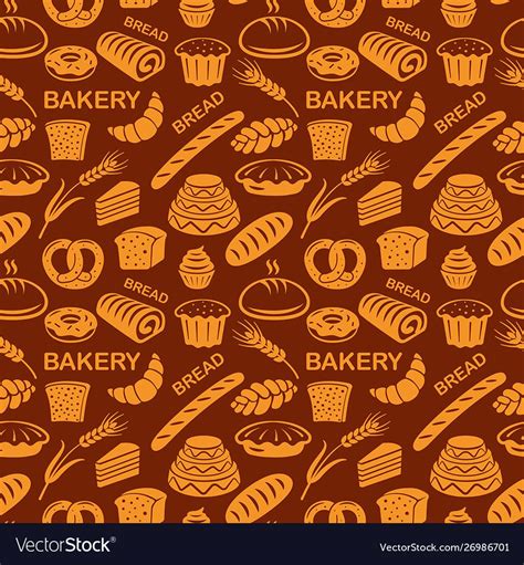 Illustration Of Seamless Pattern Of Different Kind Of Bread And Bakery