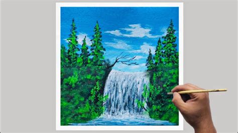 Easy Waterfall Painting For Beginners Acrylic Painting Easy Painting Step By Step Painting