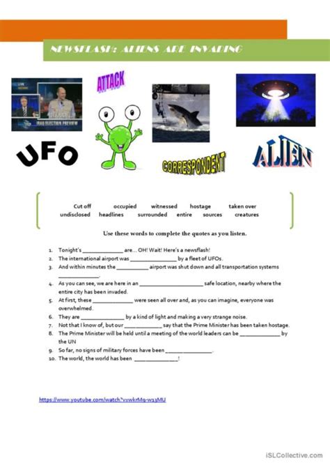 34 Aliens English ESL Worksheets Pdf Doc