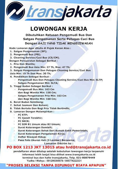 dewa blog: LOWONGAN KERJA TRANSJAKARTA BUSWAY 2016