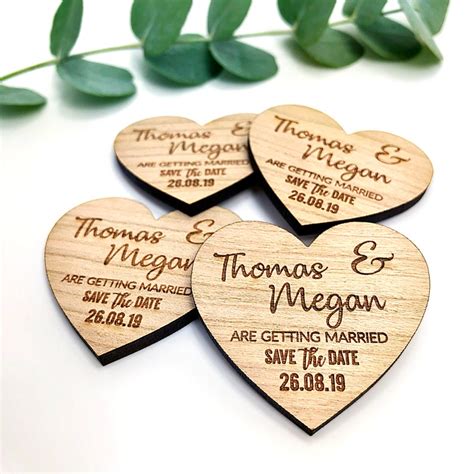 Save The Date Magnet Cards Rustic Wedding Wood Heart With Etsy