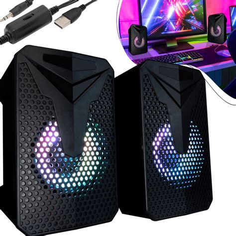 Caixa De Som Para Pc Notebook Usb P Gamer Led Rgb Potente Shopee Brasil