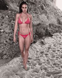 Red Bikini Model At Beach GIFDB