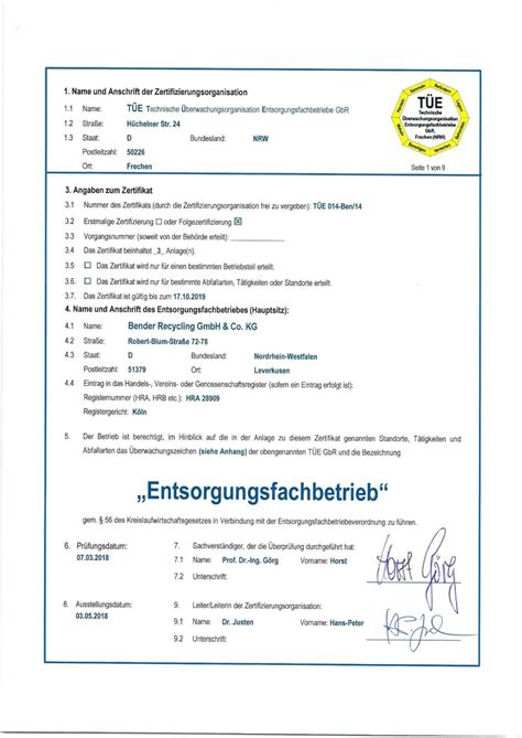 Entsorgungsfachbetrieb 1 Bender Einer Wie Keiner