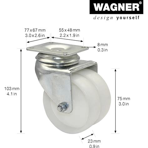 Dubbele apparaten zwenkwielen ECO Wagner wiel Ø 75 mm VE 4 stuks