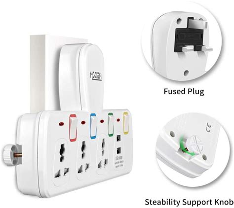 Mscien Way Plug Extension With Usb Individually Switched Multi Plug