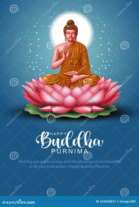 Buddha Purnima Or Vesak Card With Hand Holding Lotus Flower Sketch