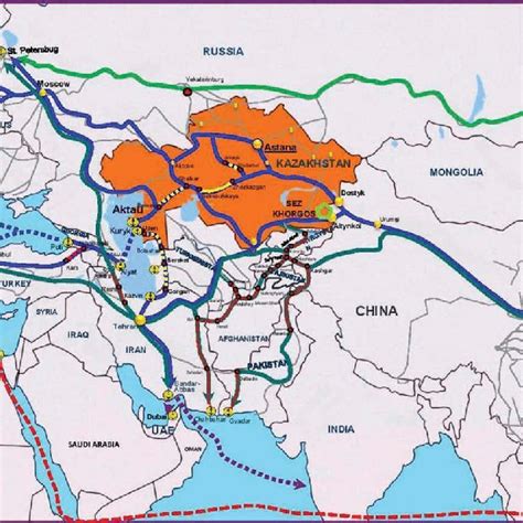 Eurasian railways transcending Kazakhstan. Source: Kazakhstan's ...