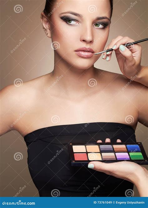 Beautiful Woman Beauty Girl With Make Upmakeup Artist Applies