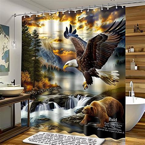 Breathtaking Bald Eagle River Scene Shower Curtain Nature Inspired