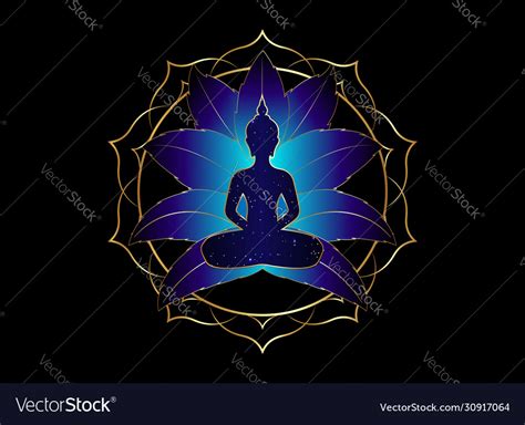 Chakra Concept Buddha Silhouette Lotus Position Vector Image