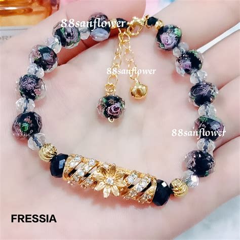 Jual Gelang Kristal Emboss Mawar Liontin Pipa Emas Shopee Indonesia