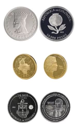 Paquete 3 Monedas Conmemorativas 10000 Y 20000 Pesos Cuotas sin interés