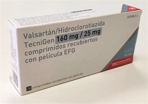 Valsartan Hidroclorotiazida Tecnigen Efg 160 Mg 25 Mg 28 Comprimidos