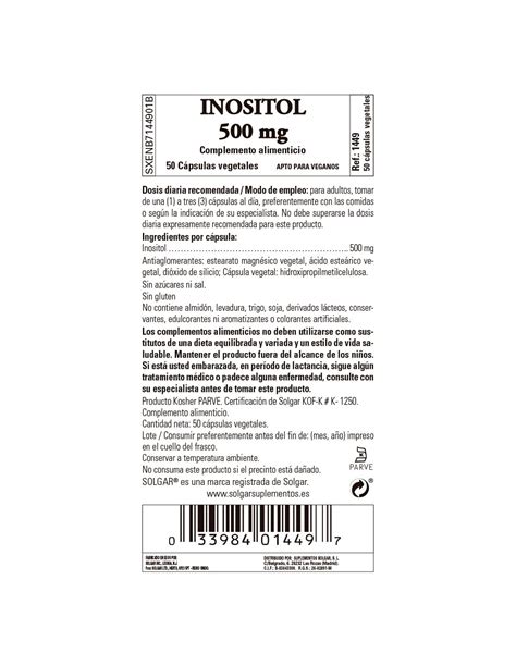 Compra Solgar Inositol Mg Caps A Precio De Oferta