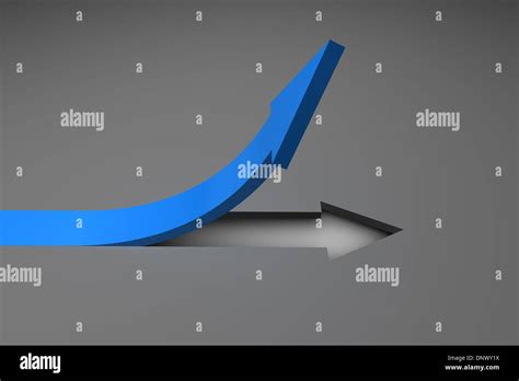 Blue Arrow Pointing Up From Grey Surface Stock Photo Alamy