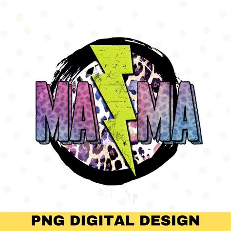 Mama Lightning Bolt Leopard Cheetah Png Sublimation Designs Etsy