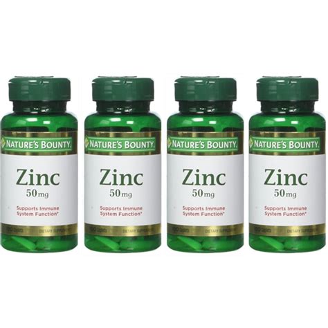 4 Pack - Nature's Bounty Zinc 50 mg Caplets 100 Each - Walmart.com ...