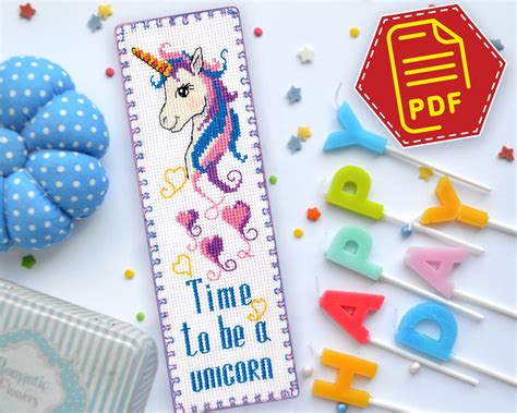 Unicorn Cross Stitch Pattern PDF for Bookmark Download Embroidery ...