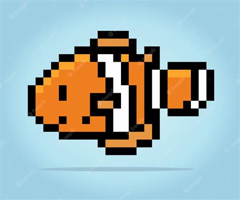 Premium Vector 8 Bit Pixel Clown Fish Animals For Game Assets In