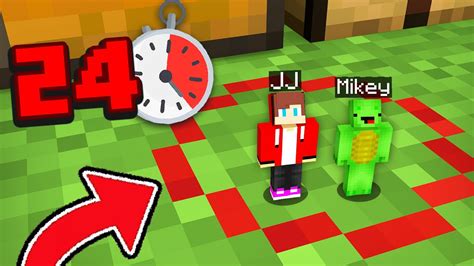 Small Jj And Mikey And Lived 24 Hours In A Red Circle In Minecraft