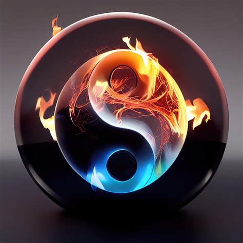 Premium Photo | Beautiful yin and yang symbol in fire and ice