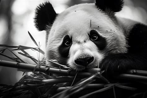 Premium AI Image A Panda Bear Is Laying On A Bamboo Branch